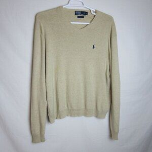Ralph Lauren Jacket Tan Beige V-Neck Pima Cotton Preppy Winter Men's XXL